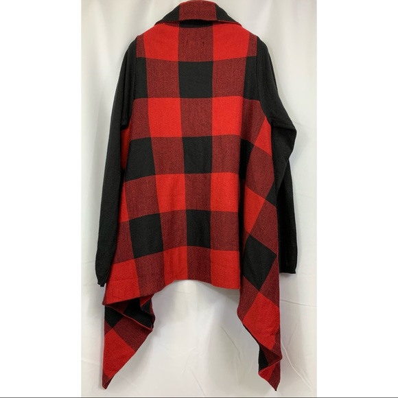 TORRID Buffalo Plaid Drape Front Cardigan Size 1X - Picture 3 of 4